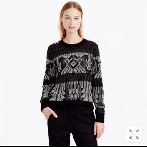 J. Crew Mixed-Stitch Blanket Sweater Black White